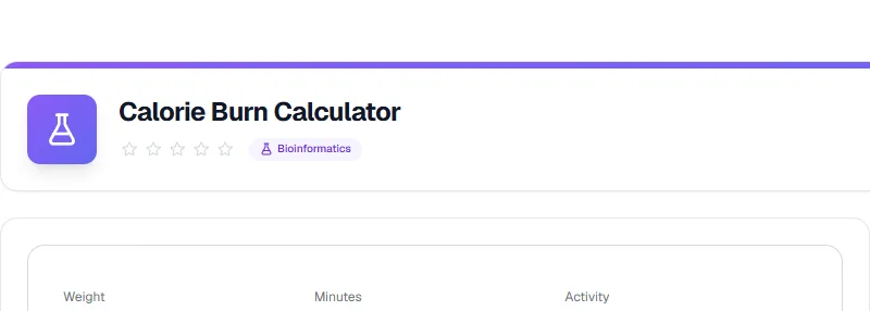 Screenshot of Calorie Burn Calculator tool - Taskly.tools