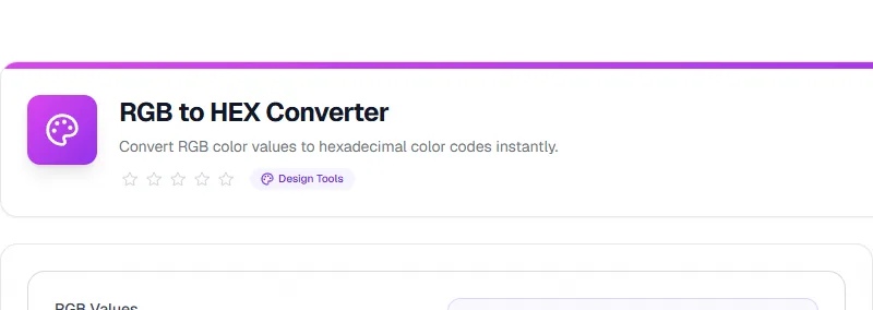 Screenshot of RGB to Hex tool - Taskly.tools