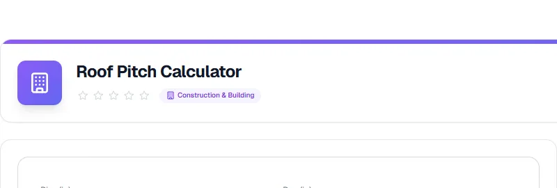 Screenshot of Roof Pitch Calculator tool - Taskly.tools