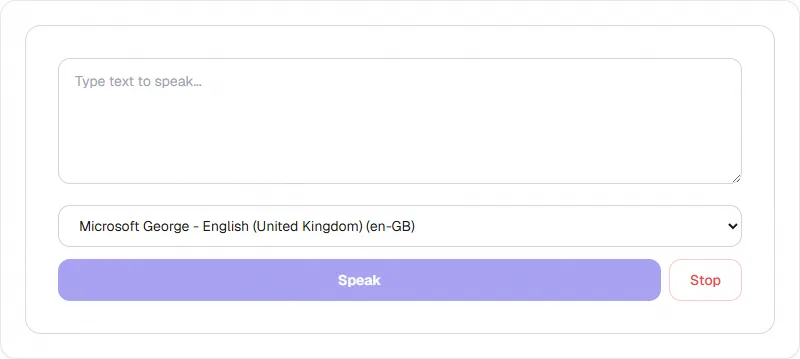 Screenshot of Text to Speech tool - Taskly.tools