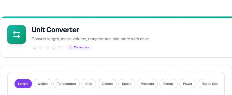 Screenshot of Unit Converter tool - Taskly.tools