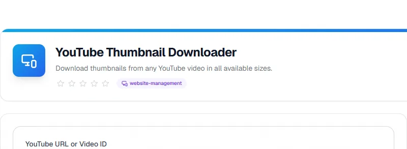 Screenshot of YouTube Thumbnail Downloader tool - Taskly.tools